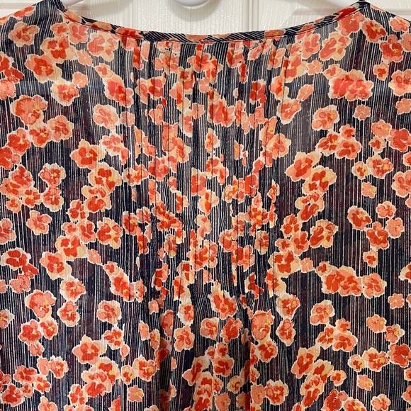 Torrid Women’s Size 1X orange blue white 3/4 sleeves sheer blouse polyester - Picture 3 of 9